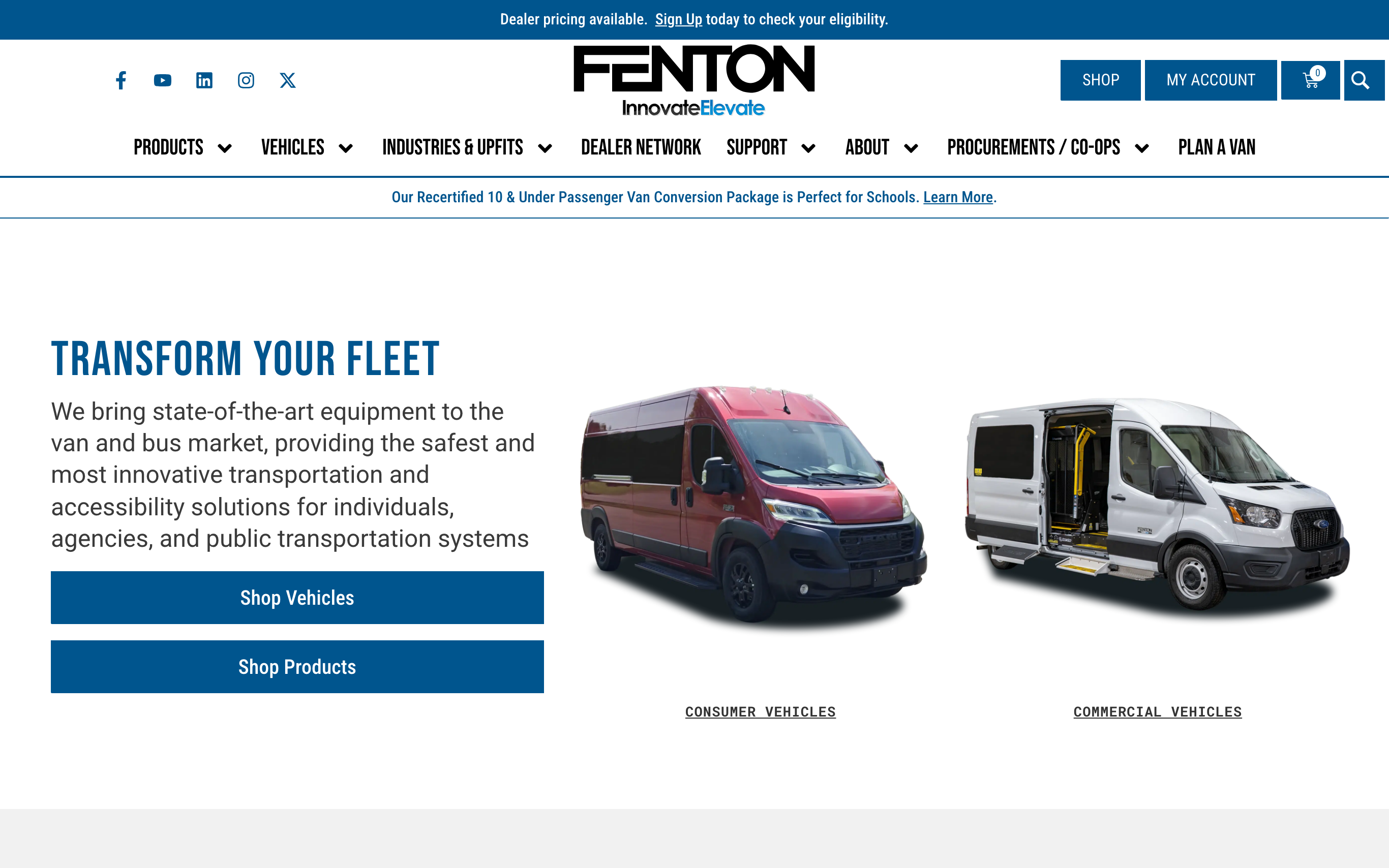Screenshot of fentonmobility.com homepage