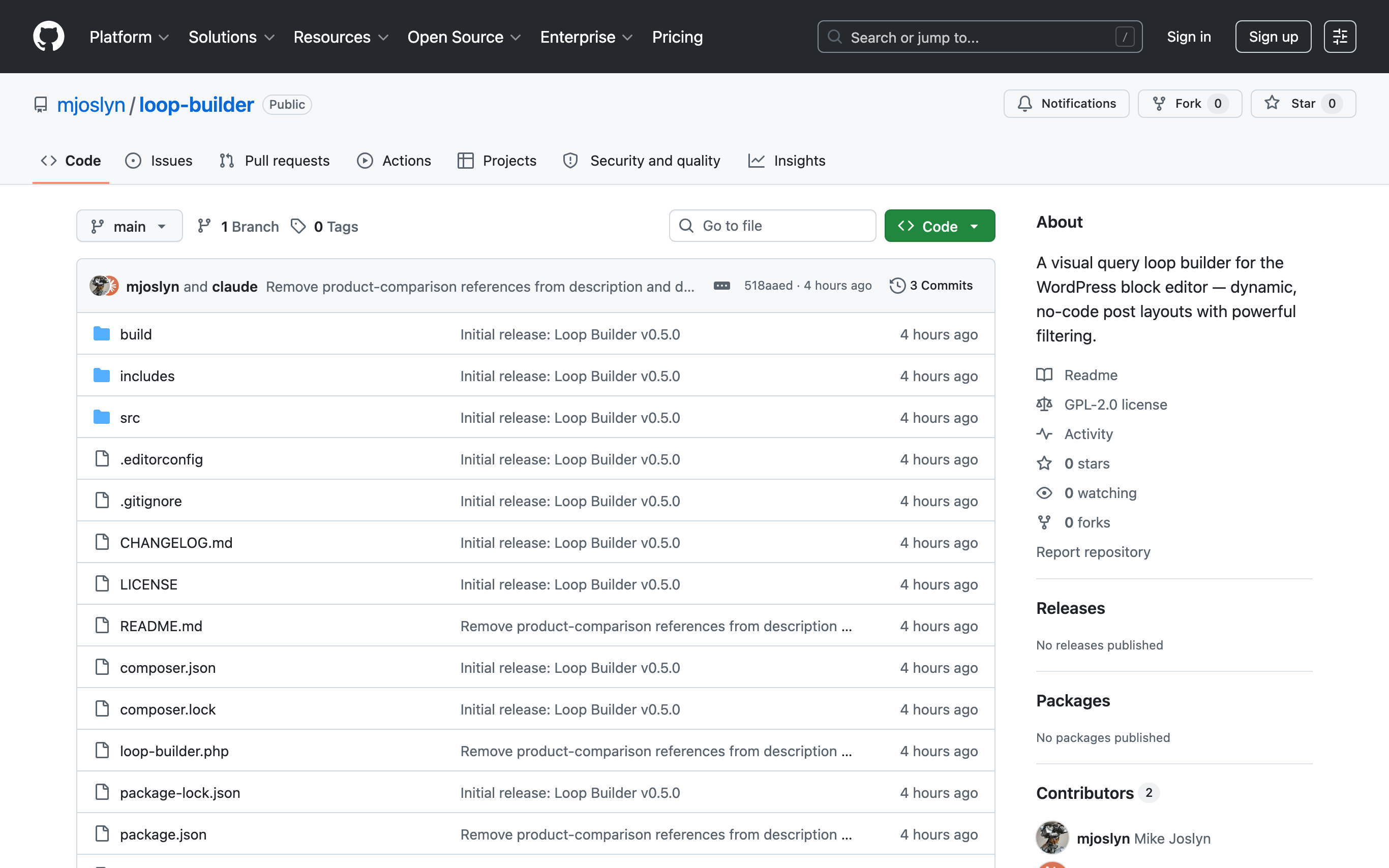 Screenshot of the Loop Builder repository